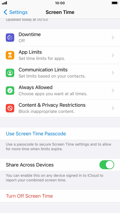 Press Use Screen Time Passcode and follow the instructions on the screen to select a Screen Time password.