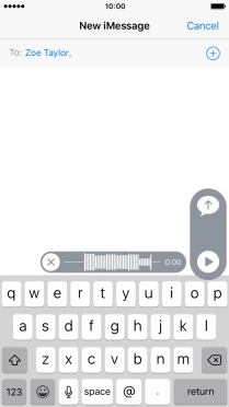 Let go to stop the sound recording and press arrow up to send the sound recording.