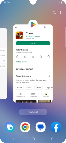 To end one running application, slide your finger upwards on the required application.