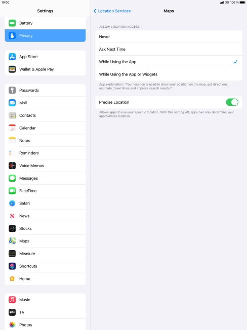 Press the required setting to turn the function on or off.