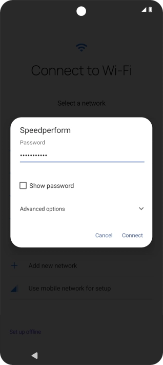 Key in the password for the Wi-Fi network and press Connect.