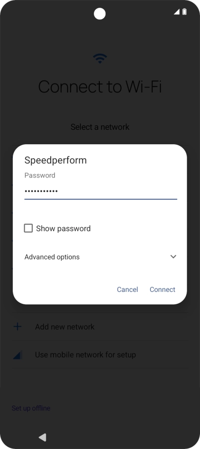 Key in the password for the Wi-Fi network and press Connect.