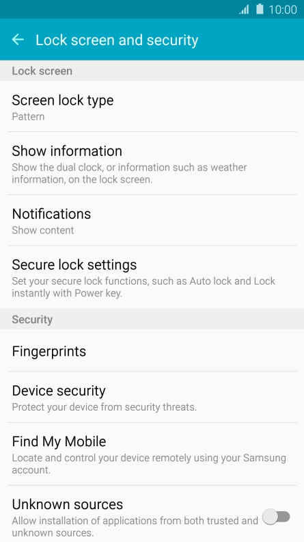 Press Screen lock type and key in the current phone lock code.
