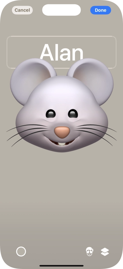 Press the name field and follow the instructions on the screen to select the required font and colour for your name on the Contact Poster.