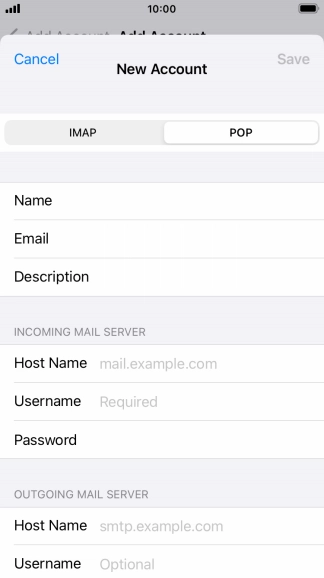 Press Host Name and key in the name of your email provider's incoming server.