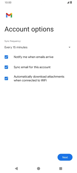 If this screen is displayed, you email account has been recognised and set up automatically. Follow the instructions on the screen to key in more information and finish setting up your email account.