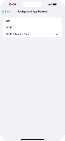 To turn off background refresh of apps, press Off.