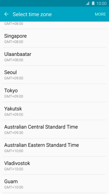 Press the required time zone.