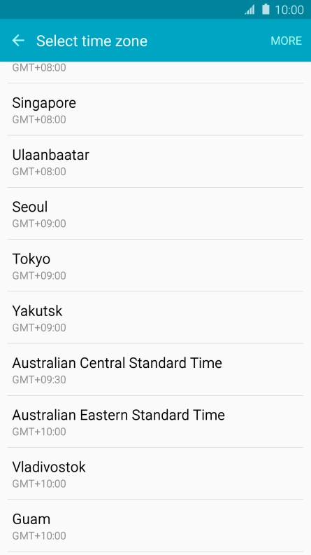 Press the required time zone.