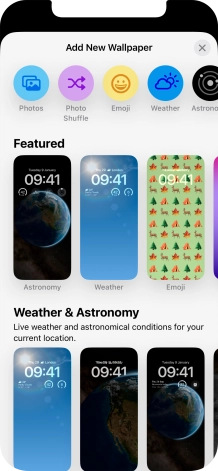 Press the required category and follow the instructions on the screen to select the required background image.