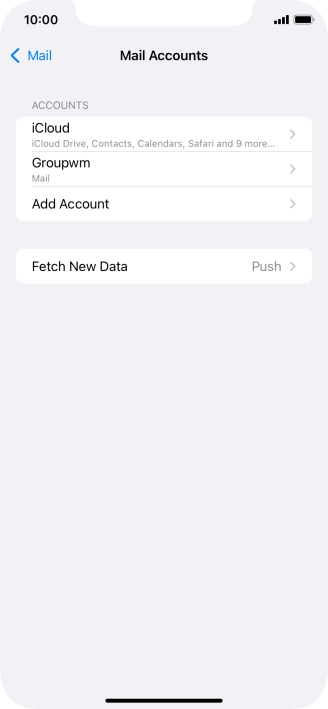 Press the name of the email account you've just set up.