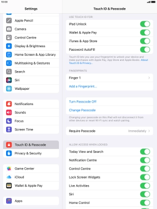 Press the indicators next to the required settings to turn them on or off.