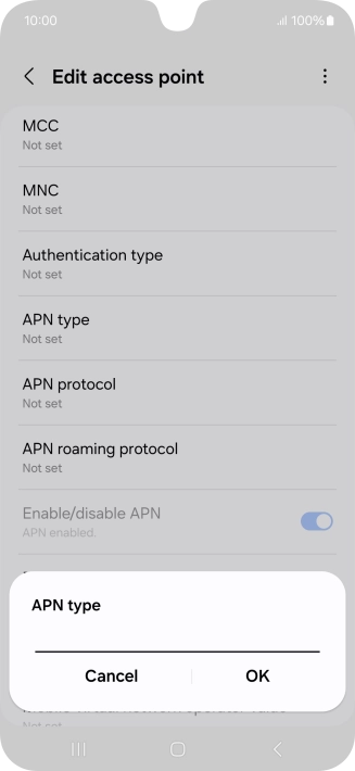 Key in default and press OK.