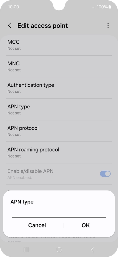 Key in default and press OK.