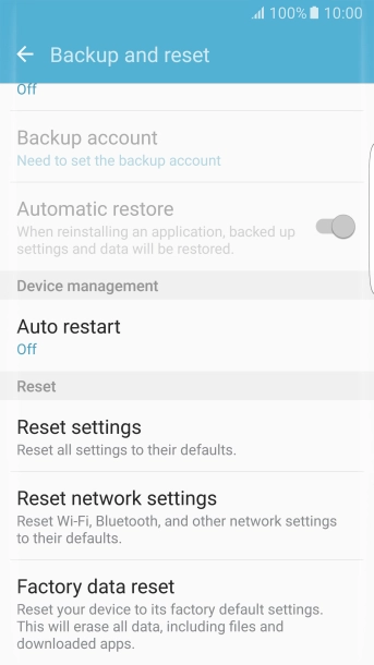 Press Factory data reset.