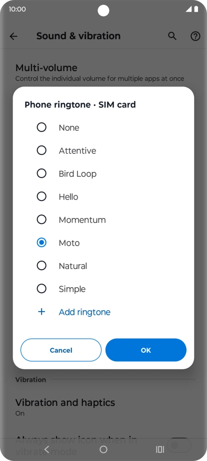 Press the required ring tones to hear them.