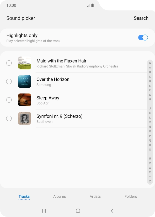 Press the required ring tones to hear them.