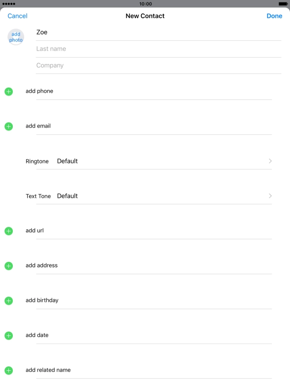 Press Last name and key in the last name.