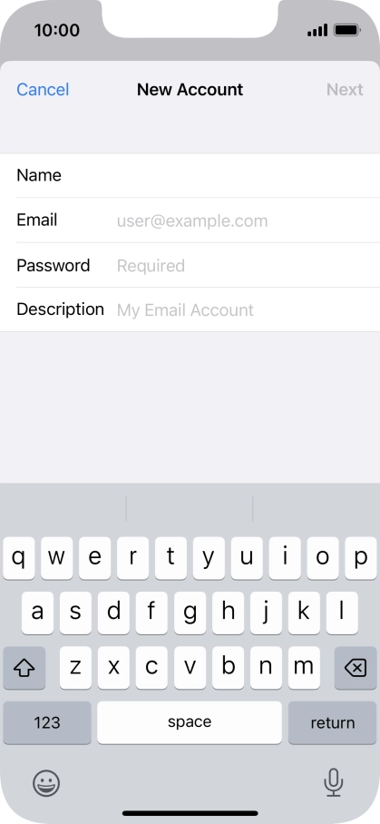 Press Email and key in your email address.