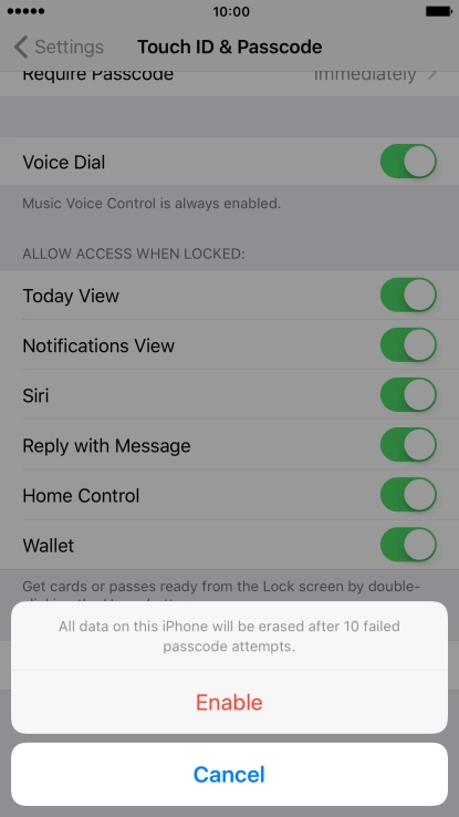 If you turn on the function, press Enable.