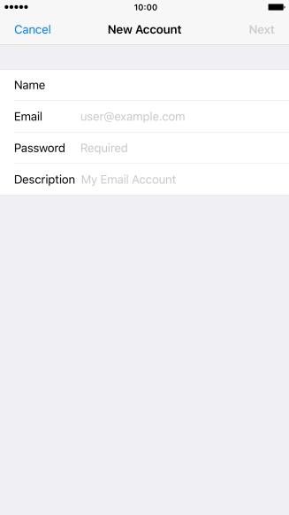 Press Email and key in your email address.