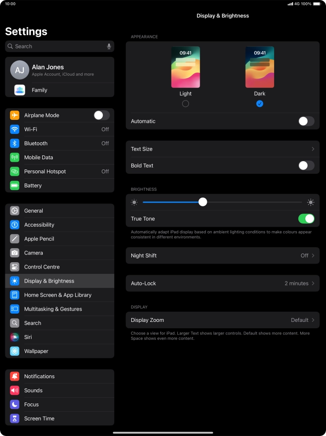 Press the indicator next to 