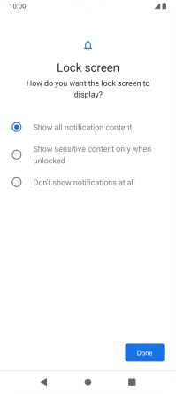 Press the required setting.