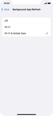 To turn off background refresh of apps, press Off.