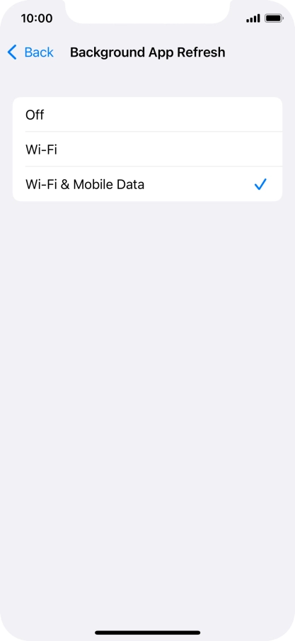 To turn off background refresh of apps, press Off.