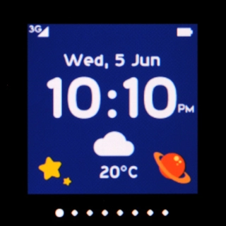 Slide your finger left on the screen to see the different types of watch faces.