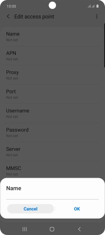 Key in Vodafone Internet and press OK.