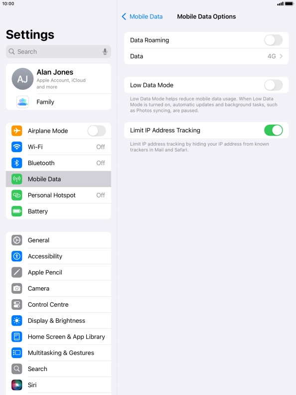 Press the indicator next to 