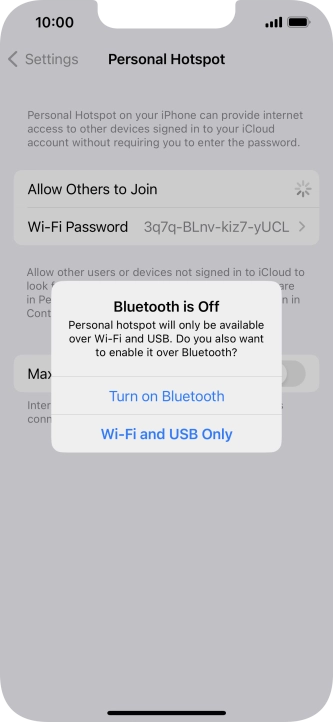 If Wi-Fi is turned on, press Wi-Fi and USB Only.