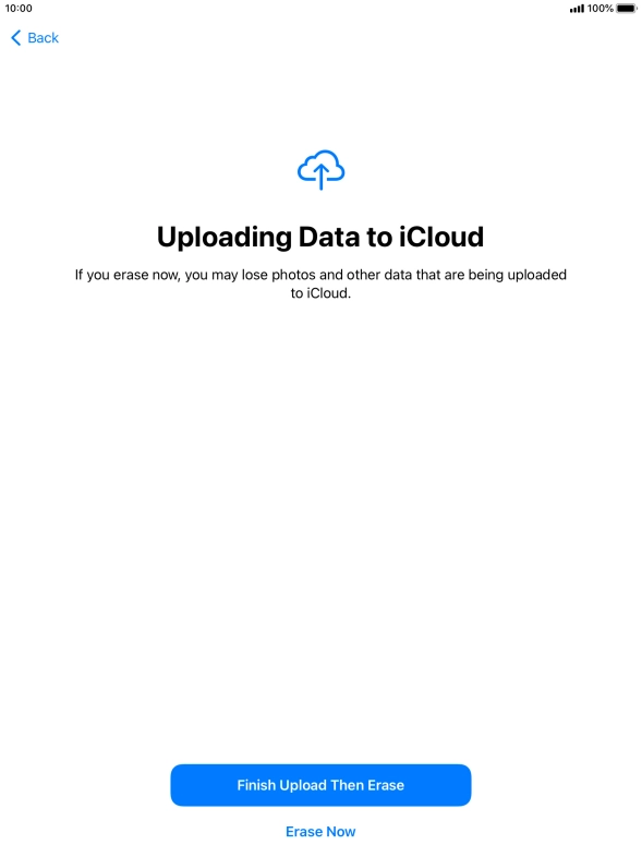 Press the required setting.