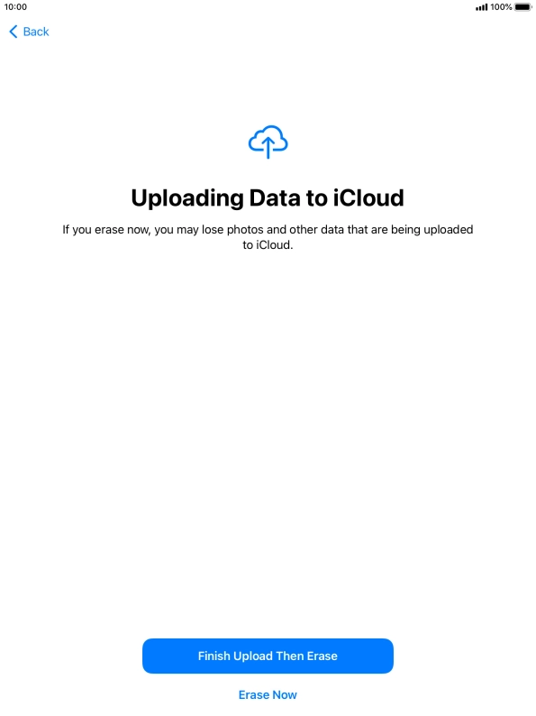 Press the required setting.