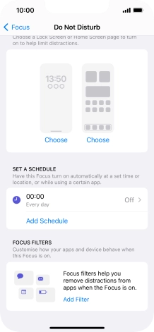 Press Add Schedule and follow the instructions on the screen to select settings for automatic activation of Do Not Disturb.