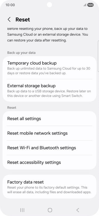 Press Reset mobile network settings.