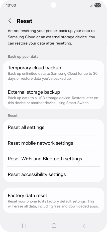 Press Reset mobile network settings.