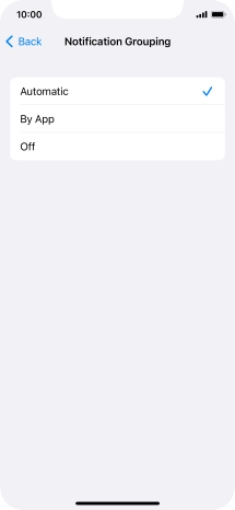 Press the required setting.