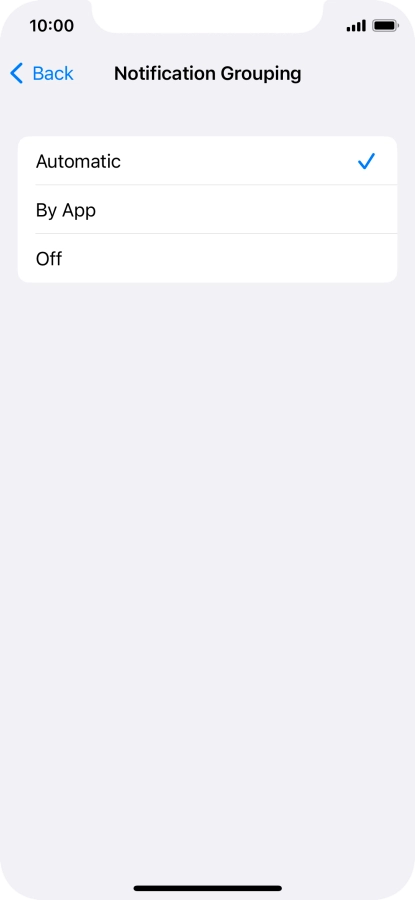 Press the required setting.