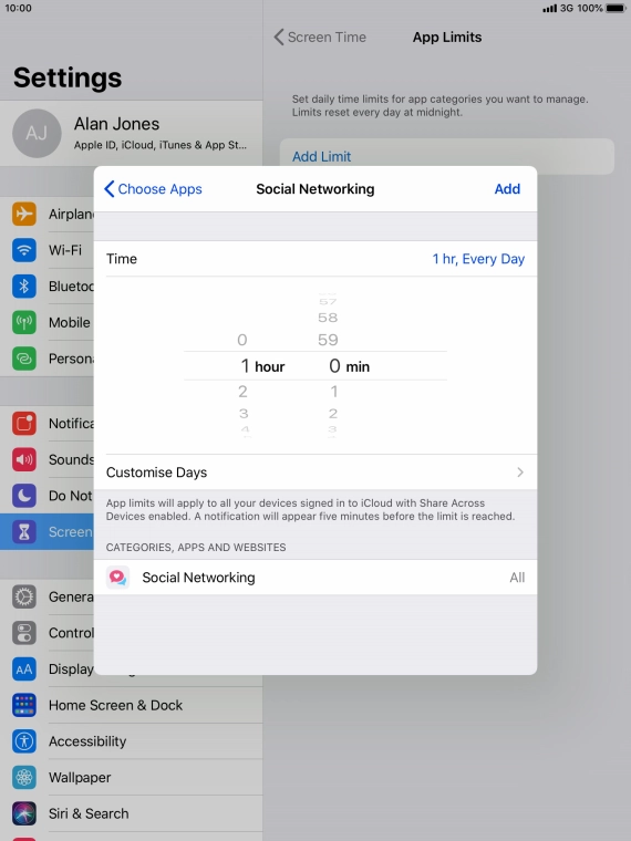 Press Customise Days.