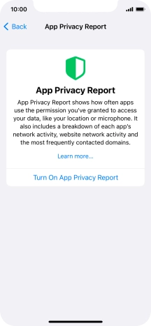 Press Turn On App Privacy Report to turn on the function.