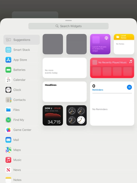 Press the required widget.