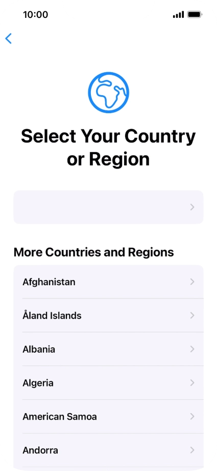 Press the required country or area.