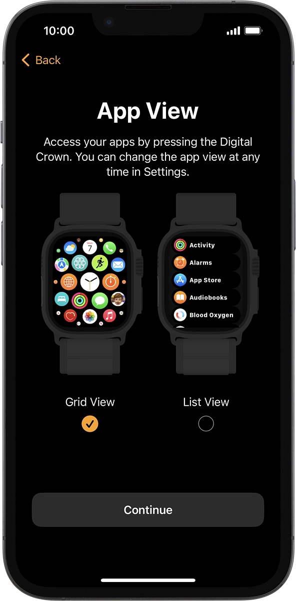 On your phone: Follow the instructions on the screen to select the required setting and press Continue.