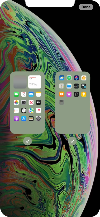 Press the fields below the required home screens to select or deselect them.