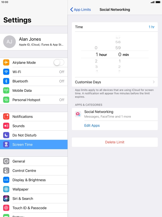 Press Customise Days.