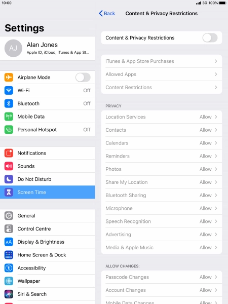 Press the indicator next to 