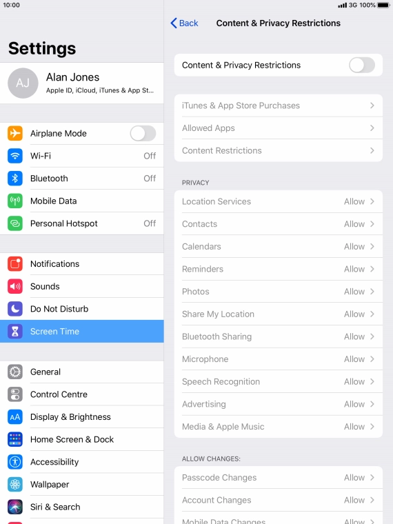 Press the indicator next to 