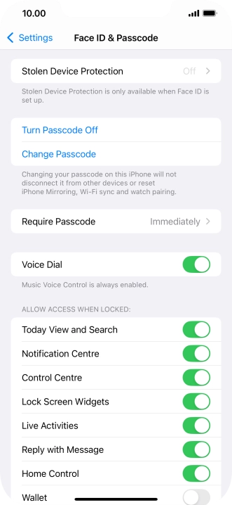 Press Turn Passcode Off and key in the phone lock code.